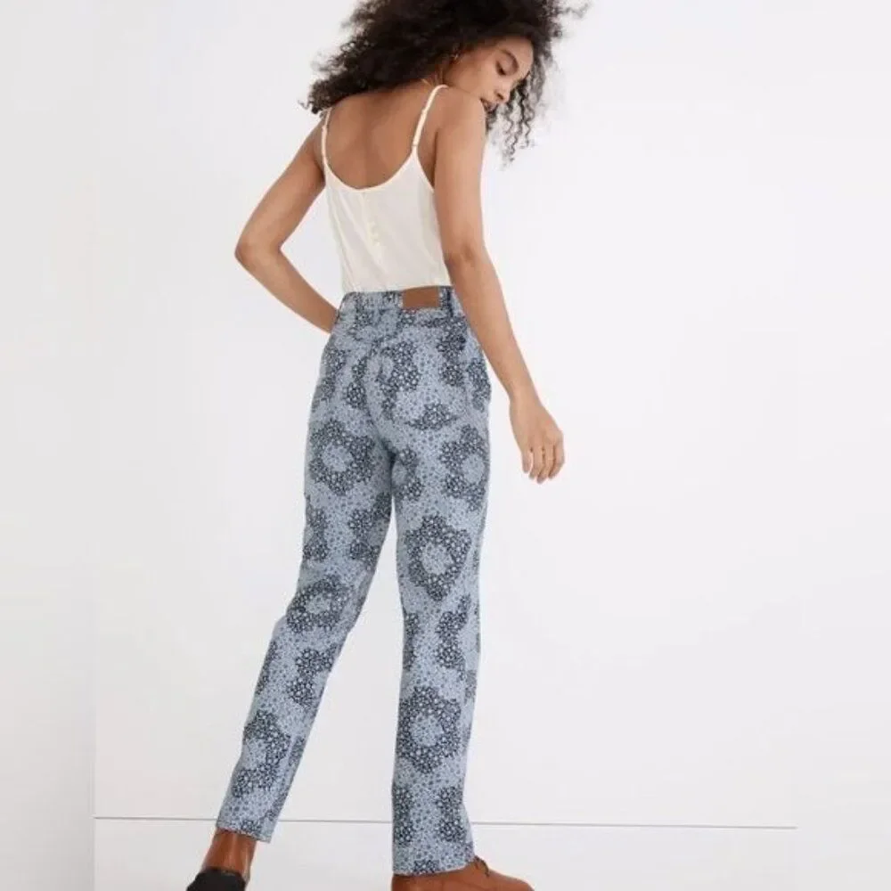 New MADEWELL Baggy Straight Jeans in Quilted Floral in Classic Indigo Size 30